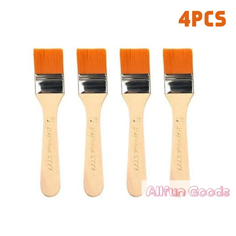 [TG835]4Pcs/Set Hair Painting Brush Acrylic Paints Nylon Oil Paint Brush Watercolor Paint Drawing Art Supplies Wood Handles
