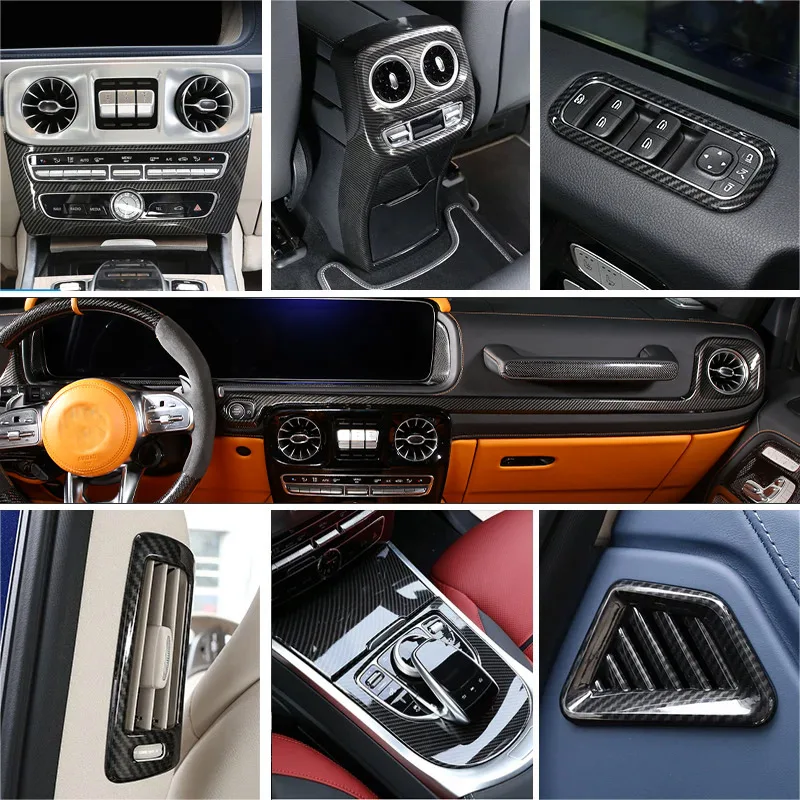 ABS Carbon Fiber For Mercedes-Benz G-Class W463 W464 2019-25 Air AC Lift Button Lights Control Panel Cover Trim Car Accessories