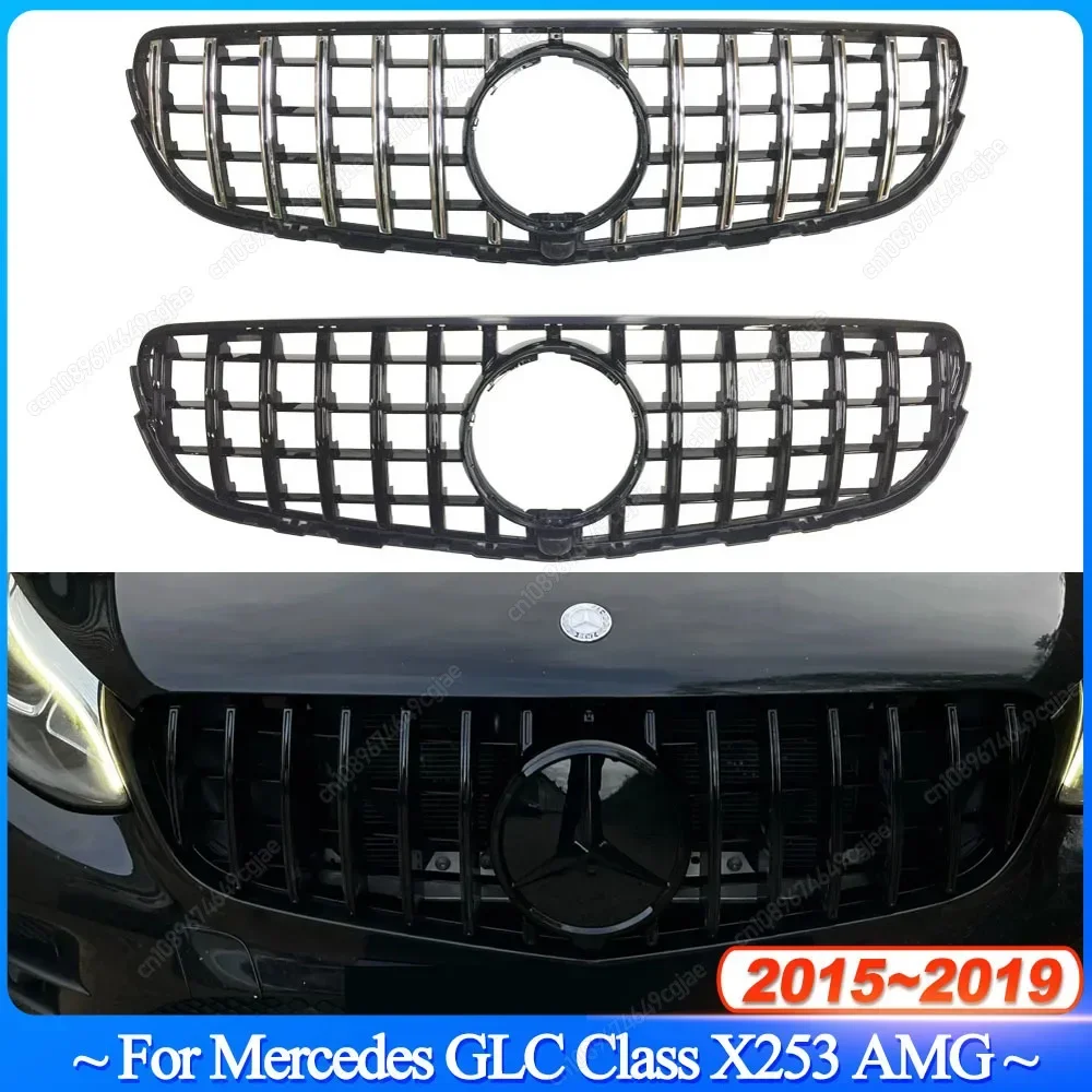 

For Mercedes Benz GLC Class X253 2015-2019 Car Replacement Part GT Style Front Hood Grille Racing Grill Body Kit Refit Tuning