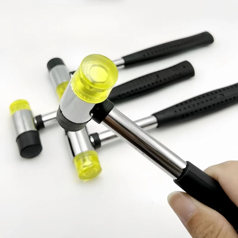 Double-Ended Round Head Rubber Jewelry Hammer with Detachable Handle for Gold Silver Working DIY Craft Installation Tool