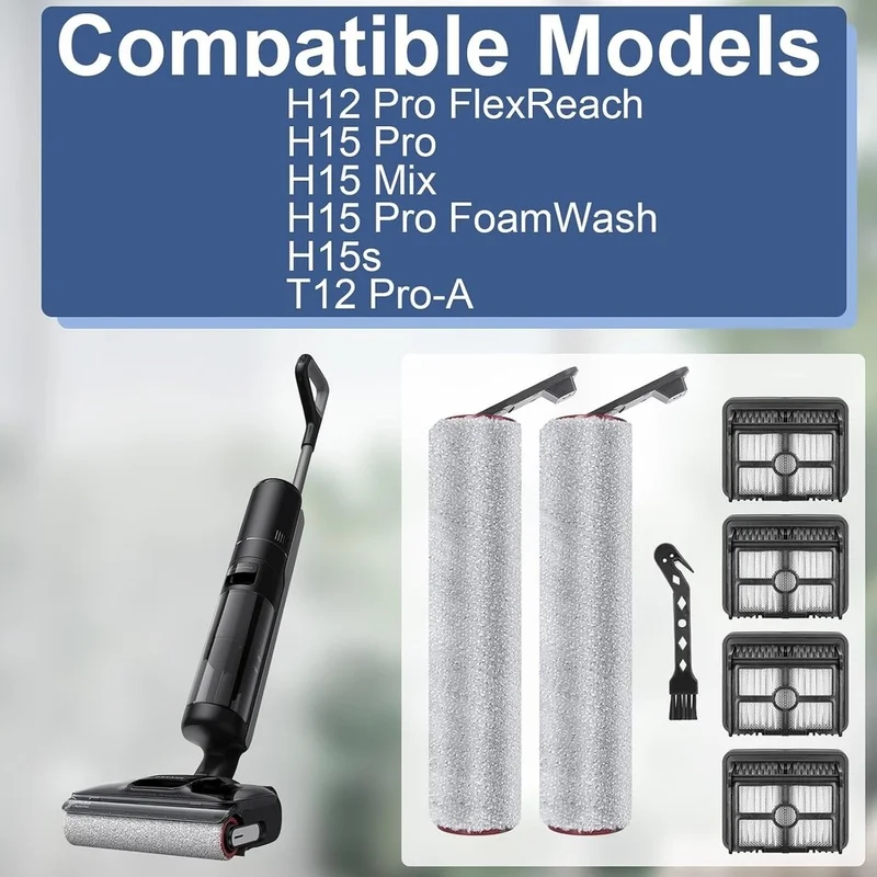 TCF Brush Roll and HEPA Filter Kit for Dreame H12 Pro/H15 Pro/H15 Mix/H15s/T12 Pro-A Wet Dry Vacuum Cleaner