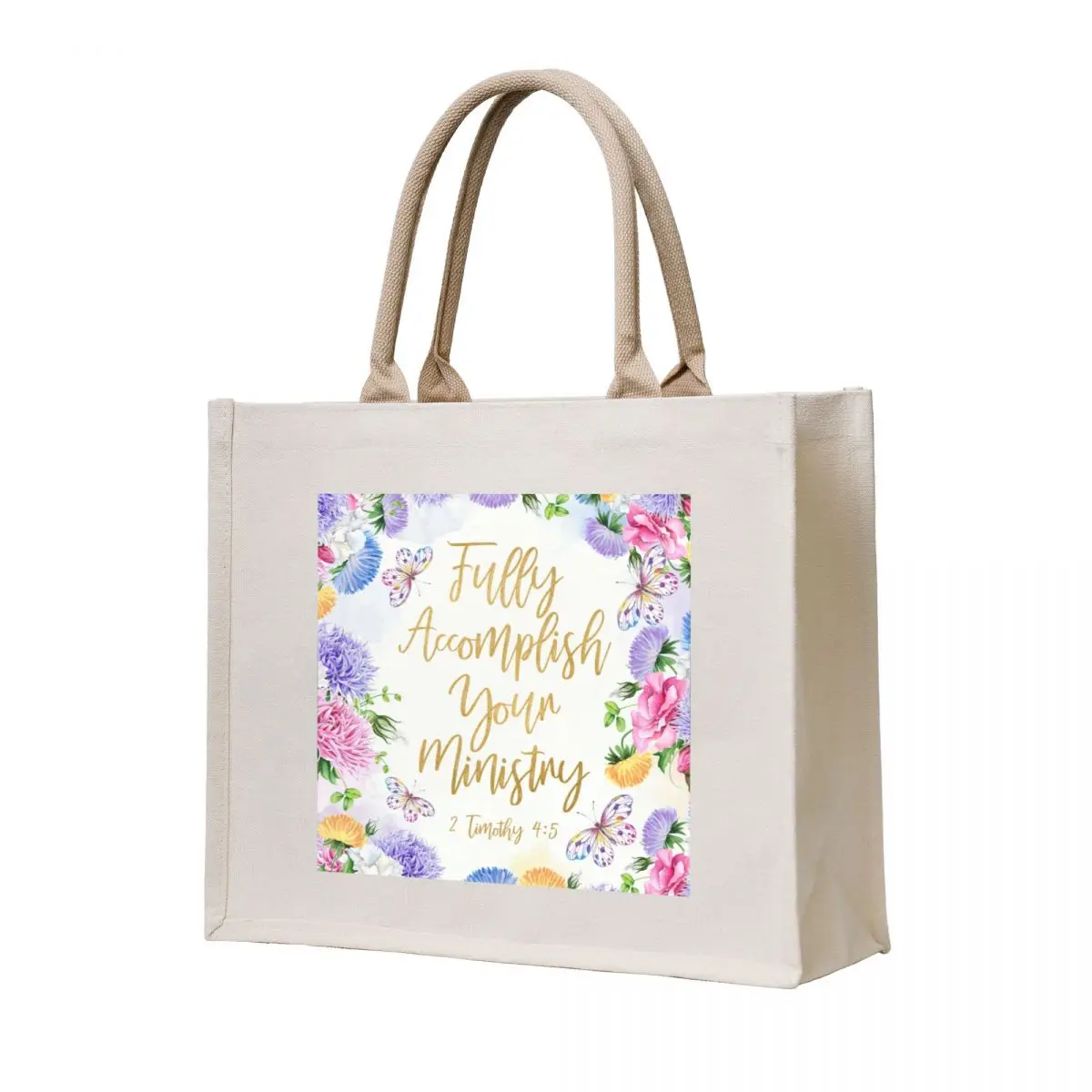 

FULLY ACCOMPLISH YOUR MINISTRY (Floral Design) Tote Bag supermarket folding bag sacs de shopping Canvas stote bag