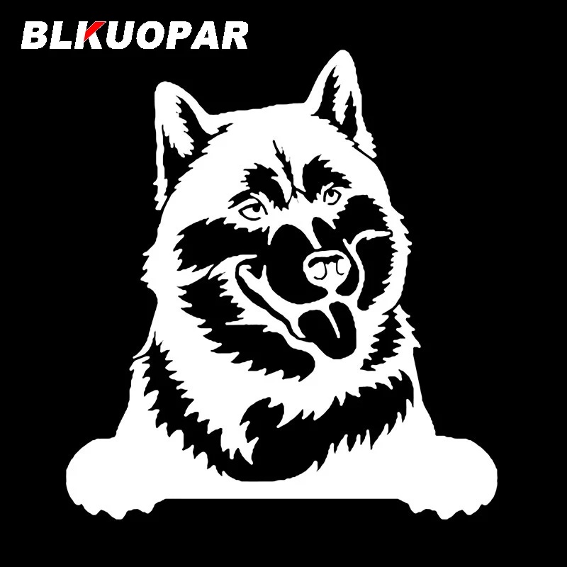 BLKUOPAR Siberian Husky Dog Peeking Car Stickers Fashion Animal Decal Waterproof Die Cut Windshield Helmet Car Styling