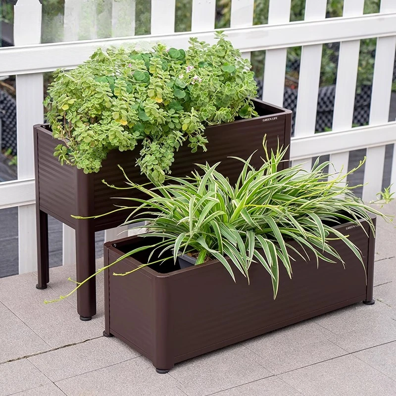 Rust-Proof Aluminum Planter Box Raised Garden Bed for Outdoor Balcony Vegetable & Flower Planting Durable Metal Flower Pot