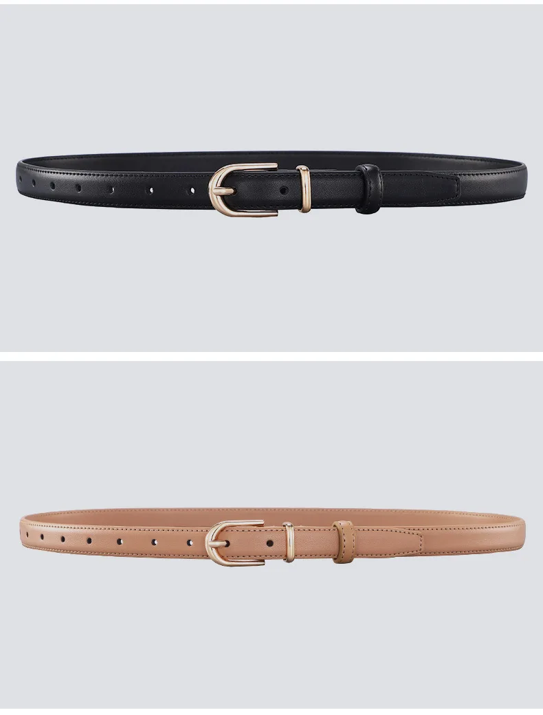 Damen-Gürtel aus zweilagigem Rindsleder mit Legierungsdornschließe, vielseitiger, luxuriöser und minimalistischer Gürtel für Anzüge und Jeans – Detail 18