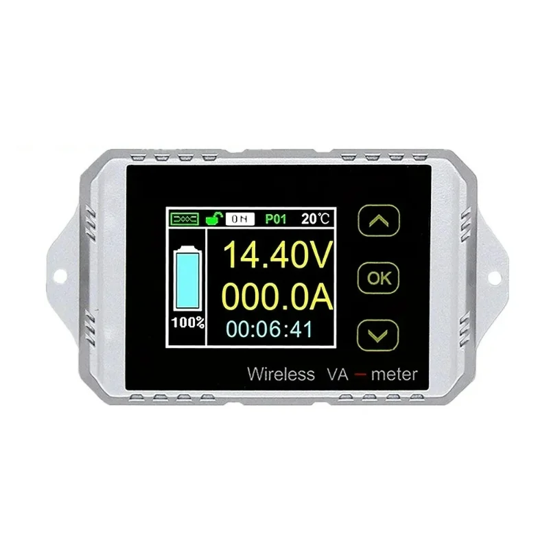 Digital Wireless Ammeter Voltmeter 0-100V 0-400V Battery Capacity Monitor Coulomb Counter 0-300A Color Screen Coulomb Meter
