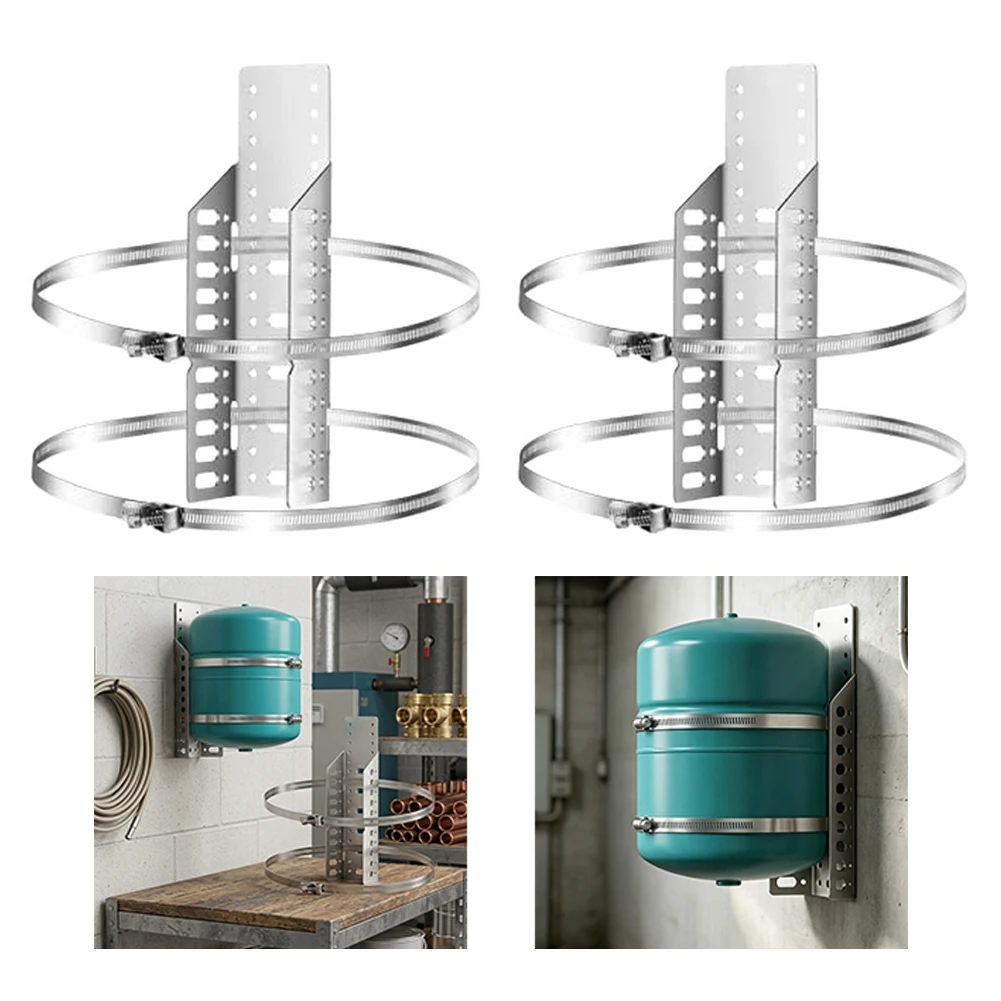 Water Heater Expansion Tank Mounting Kit Stainless Steel Brackets Straps Nails for Home Office Cylindrical Tank Applications