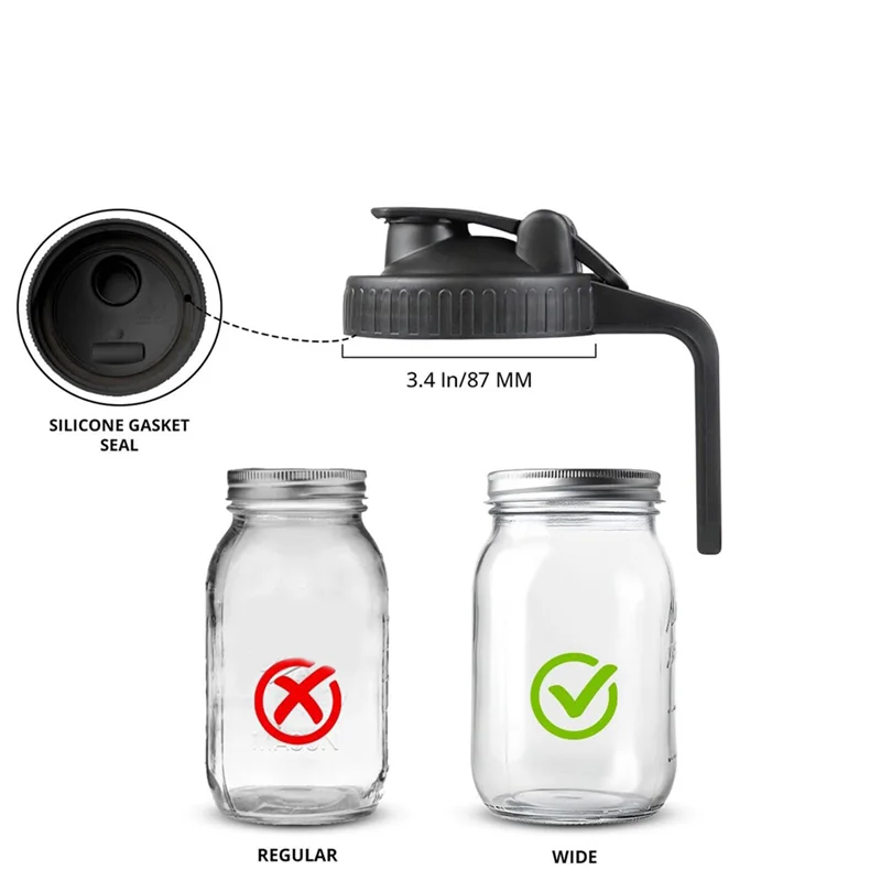 

A19F-2Pack Wide Mouth Flip Cap Mason Jar Lids For Mason Jars Airtight Flip Cap Design With Handle,Leak-Proof Seal Cover
