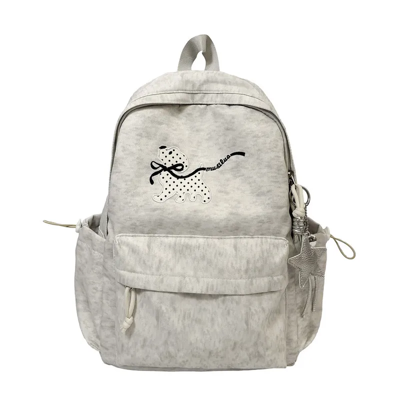 Korean StyleinsCollege-style cute cartoon puppy embroidered high-appearance student backpack, versatile and lightweight for comm