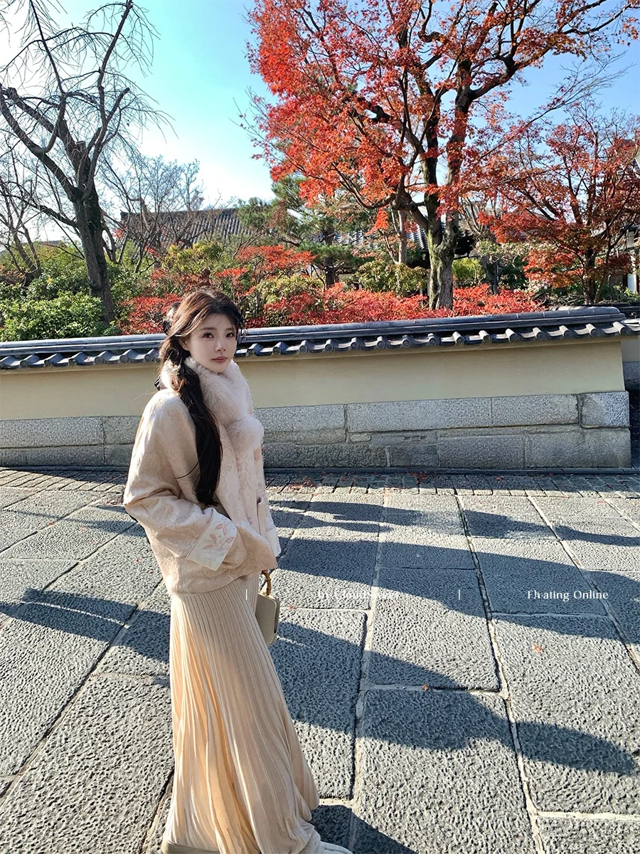 

CloudSweet Gentle Cloud Knitted Skirt High Waist A-Line Pleated Autumn Winter Versatile Straight Cut Soft f-length Skirt