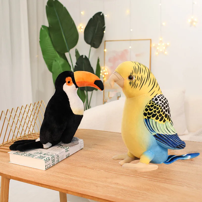 ReaListic Vögel Simulation Bunte Papagei Tukan Plüschtier Home Decor Gefüllte Puppen Weiches Tierkissen Lustige Geschenke