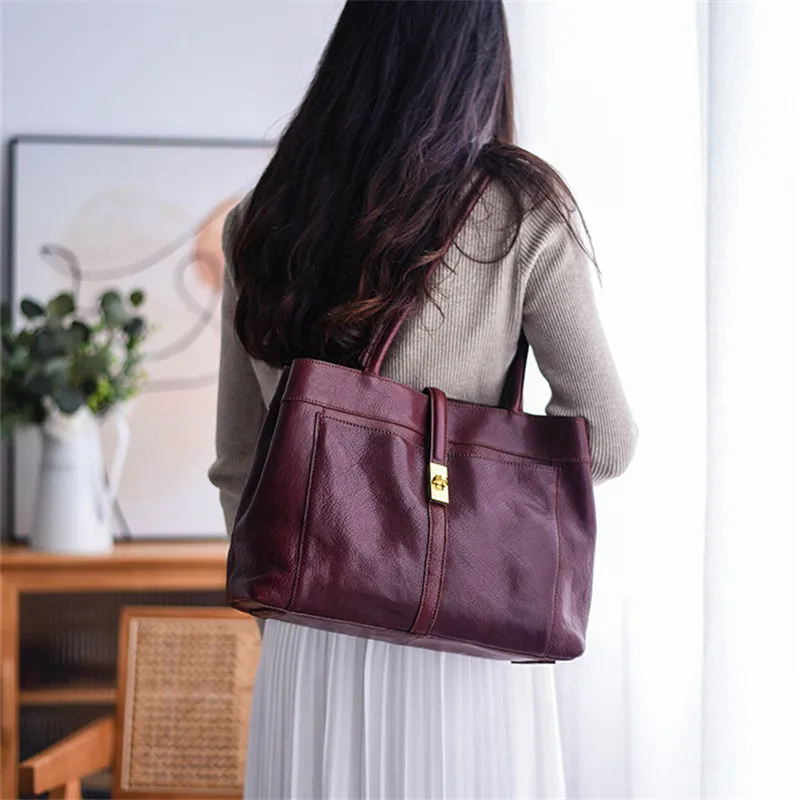 

PNDME fashion designer luxury handmade genuine leather women's large-capacity tote bag travel handbag cow leather shoulder bag