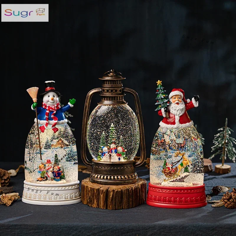 

Christmas scene arrangement ornament old man snowman merry christmas toy ornament prop night light