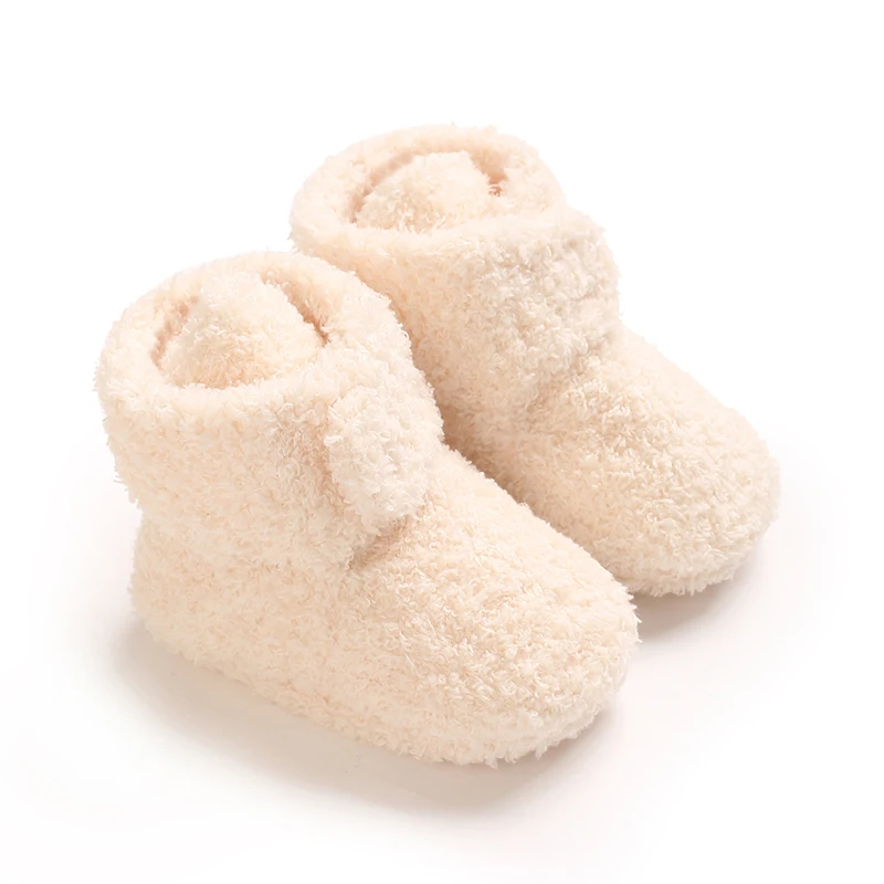 Unisex Infant Winter Warm Fuzzy Fleece Booties Adjustable Strap Soft Sole Newborn Indoor Crib Slipper Shoes 0-18M
