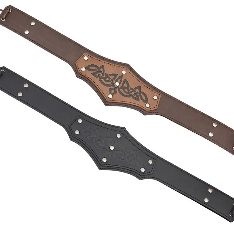 

39BD Medieval Belt Retros Embossed Swords Belt Belt Leather Waistband