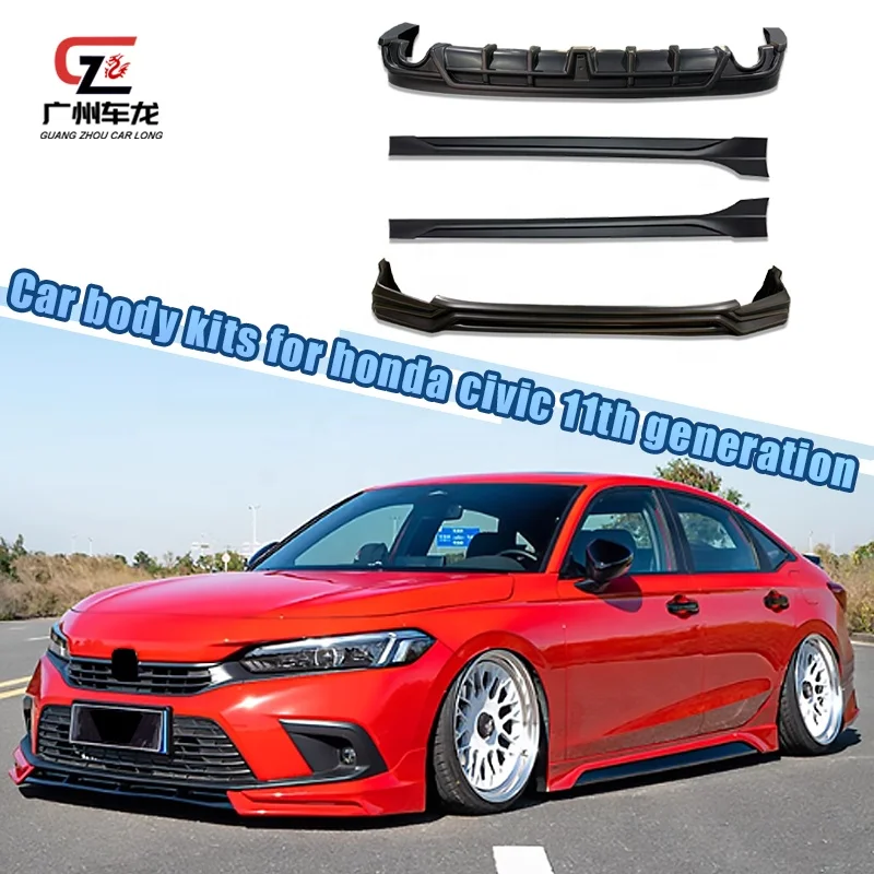 For Honda Civic 2022 Auto Body kit Systems Car Accessories Car Bumper Lower Lip Rear Diffuser Lip with Brake Light Side Skirts