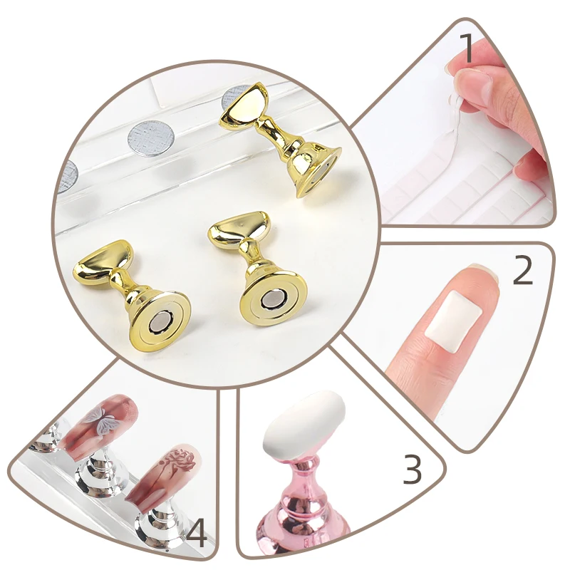 5 soportes para uñas postizas, base de cristal magnética, exhibidor para salón de uñas, herramientas de práctica DIY 4