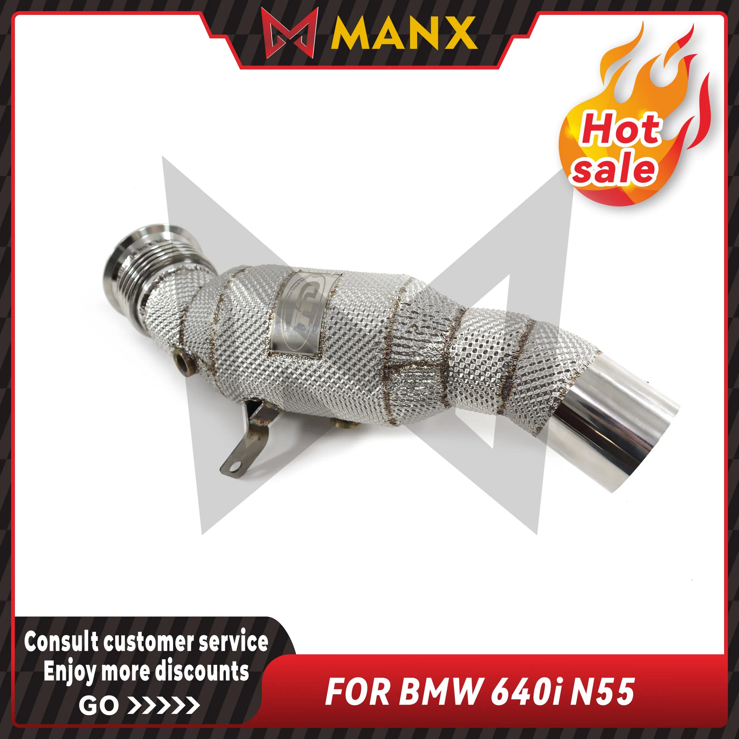 

Catalyzed Downpipe Catless Downpipe for BMW 640I N55 Stainless steel Performance Exhaust pipe with heat shield