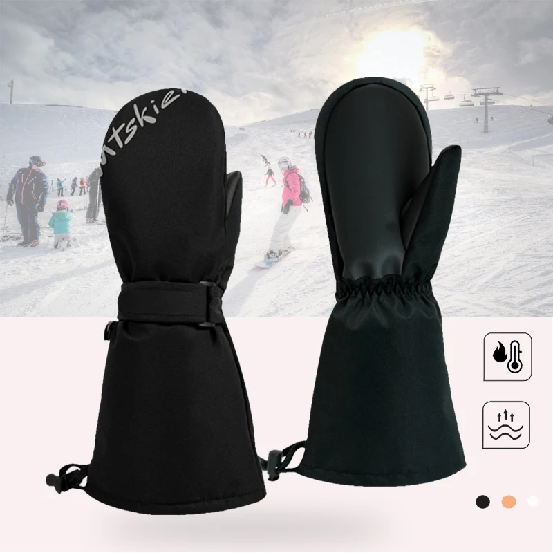 

Extend Wrist Kids Ski Mittens Thermal Winter Warm Snow Sport Gloves with Fleece Lining Windproof Snowboard Gloves for Boys Girls