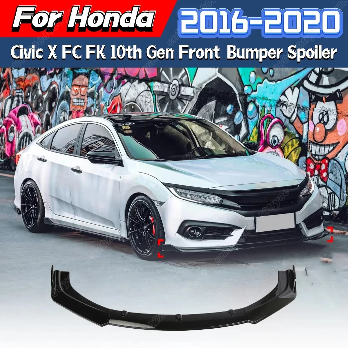 

For Honda Civic X FC FK 10th Gen 2016 2017 2018 2019 2020 2021 Car Front Spoiler Splitter Lip Body Decoration Modification Kit