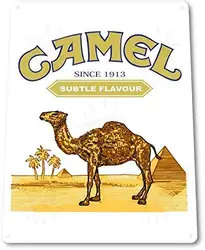 Kalynvi Camel Smoking Tobacco Cigarette Retro Vintage Look Wall Decor Man Cave Metal Tin Sign 8X12In