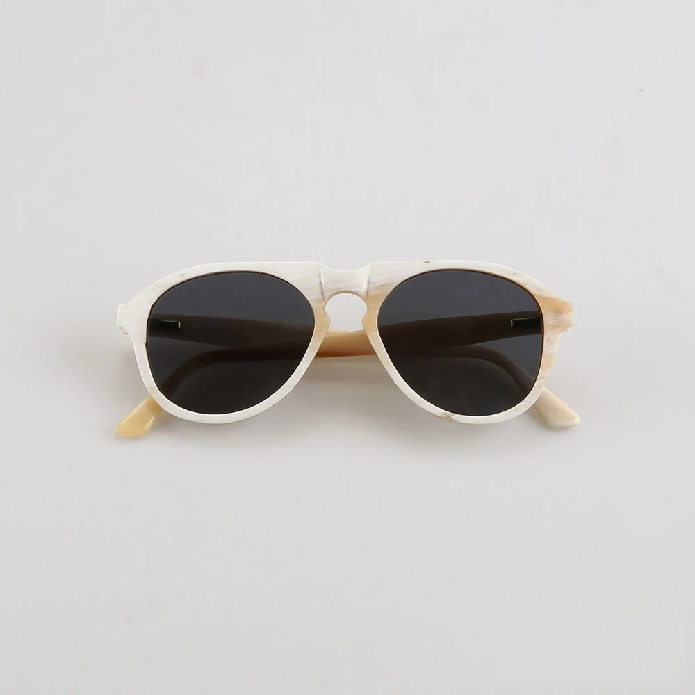 Men Sunglasses Aviator Retro Handmade White Horn Man Sunglass Polarized Classic Glasses Oversize Vintage Fashion Eyeglasses