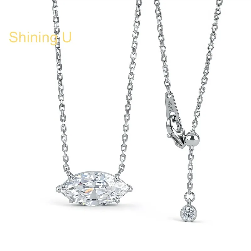 

Сверкающее колье из стерлингового серебра 925 пробы с бриллиантами 5 карат (8*16 мм) маркизы огранки, высококачественные ювелирные изделия для женщин, на годовщину