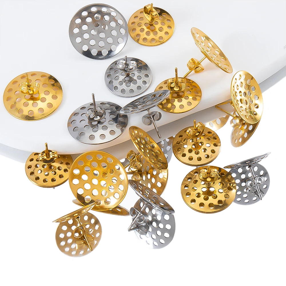 10pcs stainless steel mesh hole earrings disc earring holder for diy ladies fashion earrings
