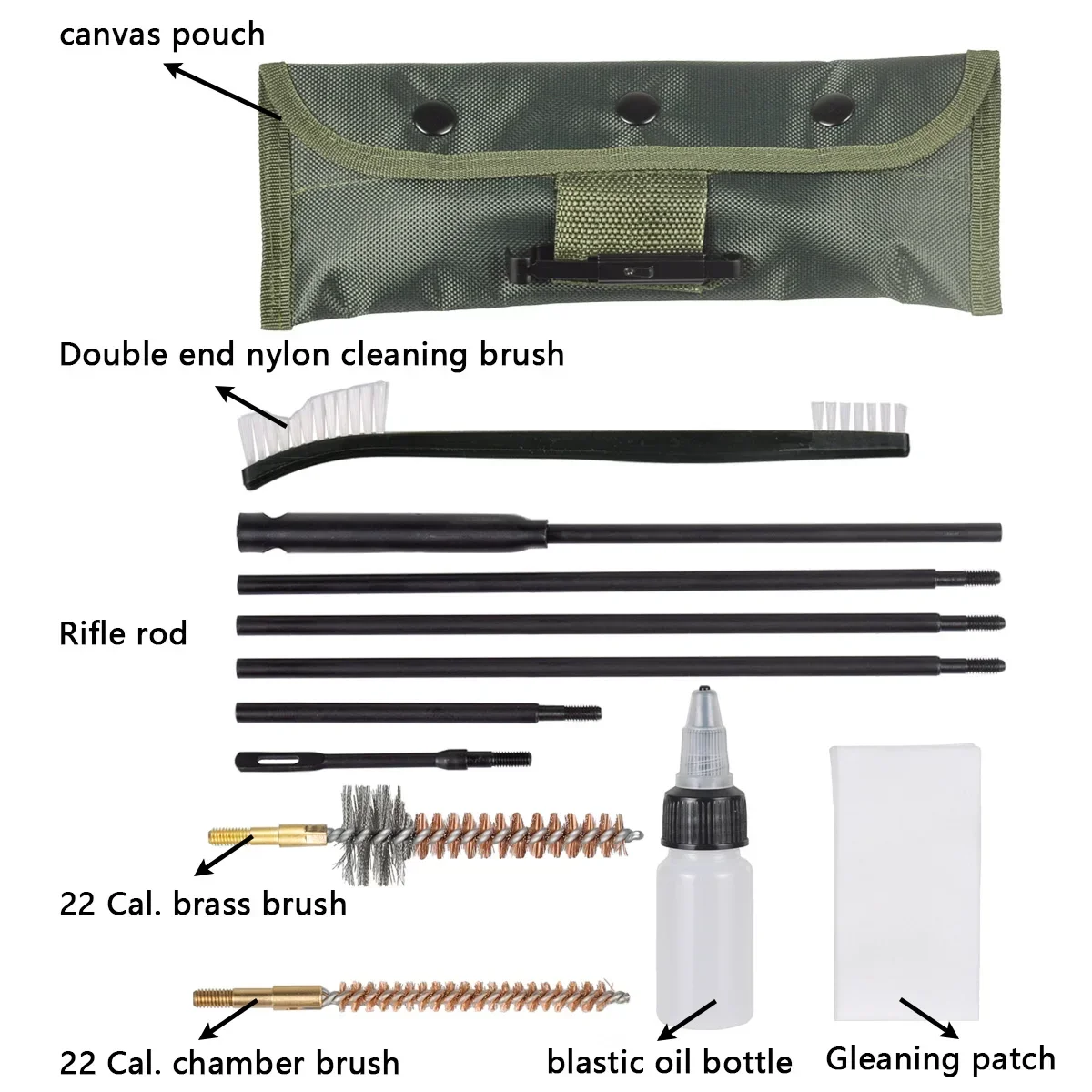 10PCS/Pack AR15 M16 M4 Gun Brushes Cleaning Kit Airsoft Pistol Cleanner 5.56mm .223 22LR .22 Tactical Rifle Gun Brushes Set