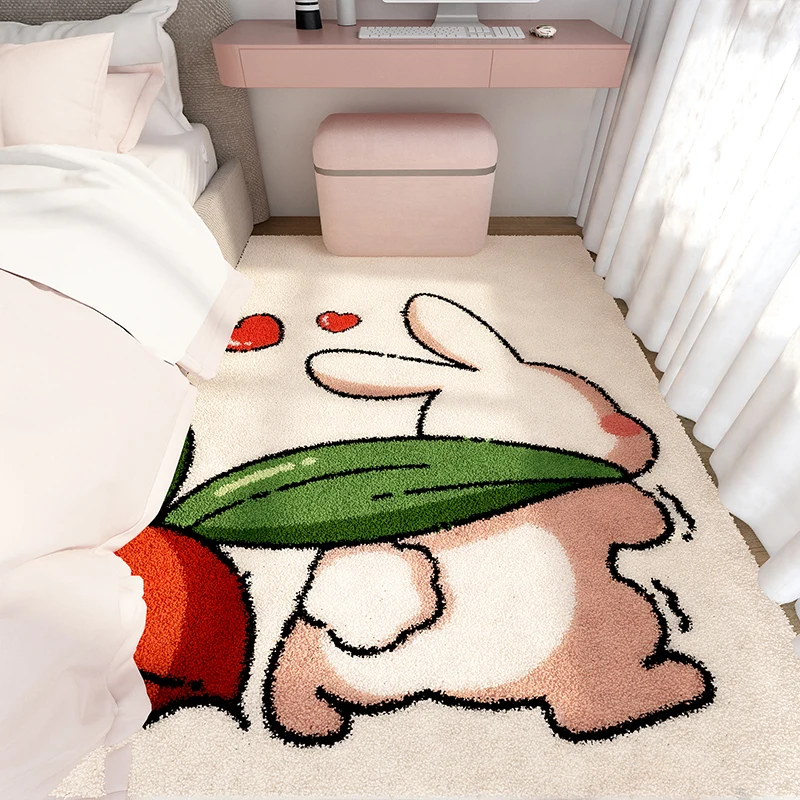 Cute Bedroom Bedside Carpets Girls Children's Room Large Area Carpet Soft Plush Living Room Rugs Cartoon Non-slip Cloakroom Rug