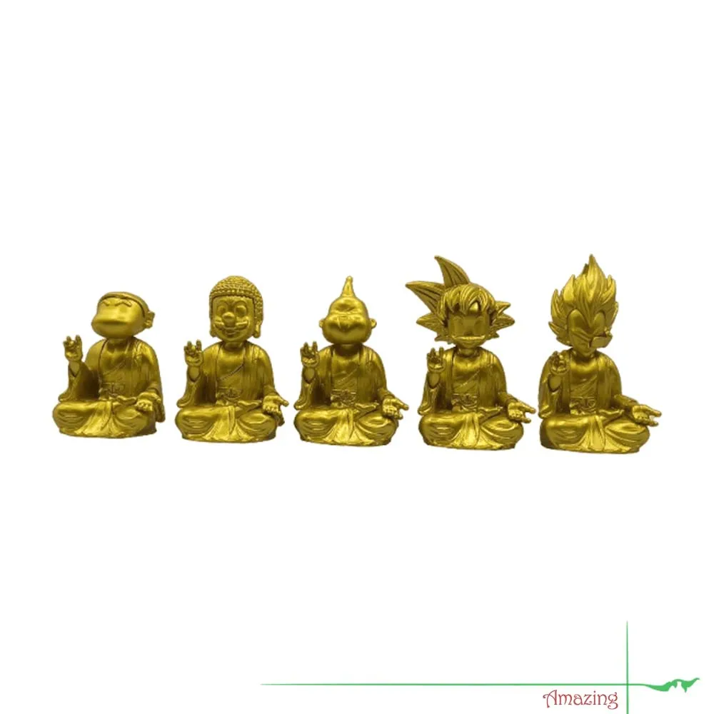 Golden Sitting Buddha Series Dragon Ball Buddha Buu Goku Vegeta Shin-chan Buddha Mario Collectible Figurines