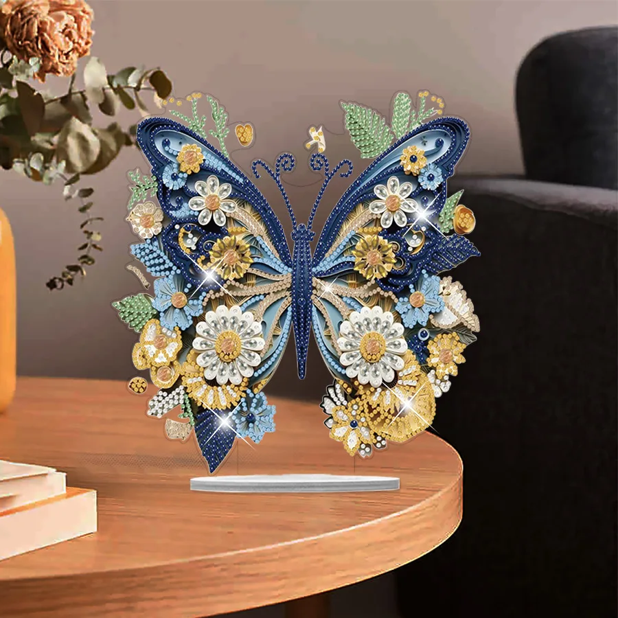 

Shiny Butterfly Diamond Art Hanging Ornament Handmade Home Living Room Wall Decor DIY Diamond Embroidery Pendant