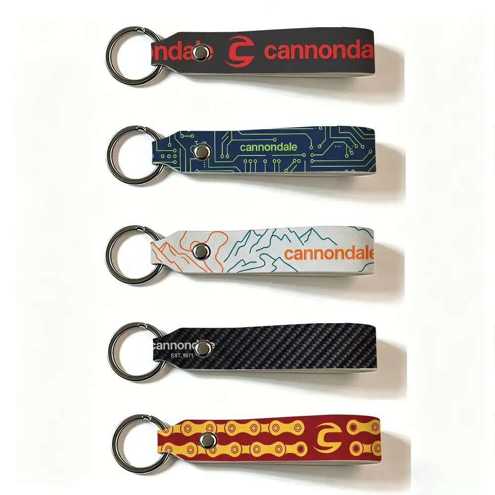 Motorcycle Cannondale PU Leather Keychain Minimalist Key Holder Durable Key Organizer Car Keys Bag Accessories Gift