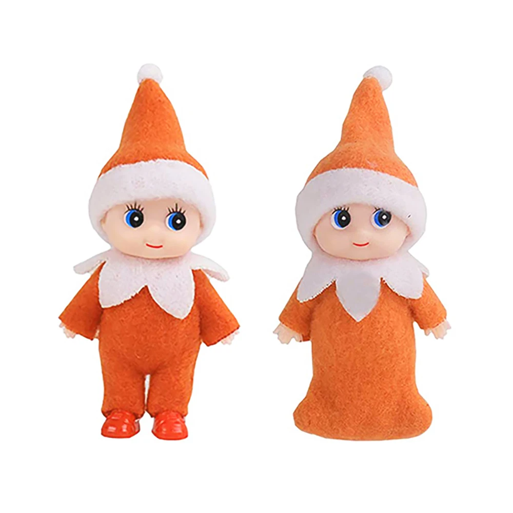 2 PCS Set Tiny Baby Elf Orange Toddler Mini Dolls Twins Dollhouse Toy on Shelf Accessories Christmas Gift for Girl Boy Kid Adult