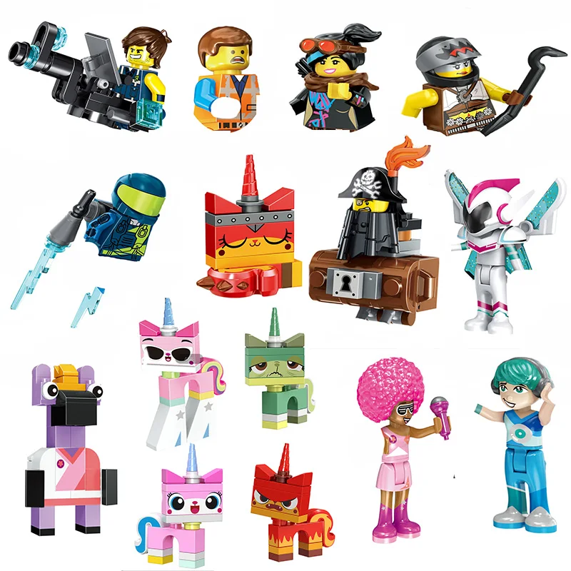 Cartoon Movie Character Model Building Block REX Emmet REX Unikitty  Cat Cute Anime Figures Brick Assembly Toy Children\'s Gifts