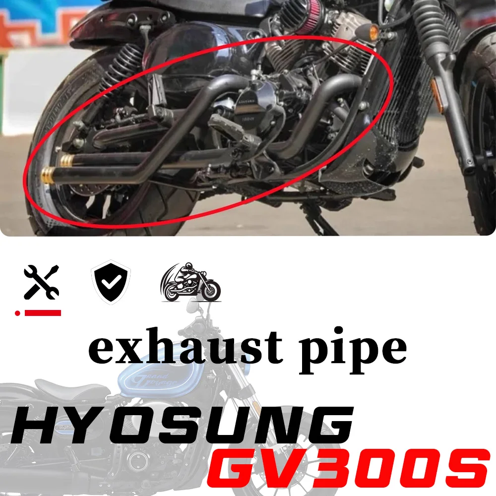 Fit For HYOSUNG GV300S GV125s Vintage 2-into-2 Exhaust Dual Out Straight Through Slip-On Rear Exhaust