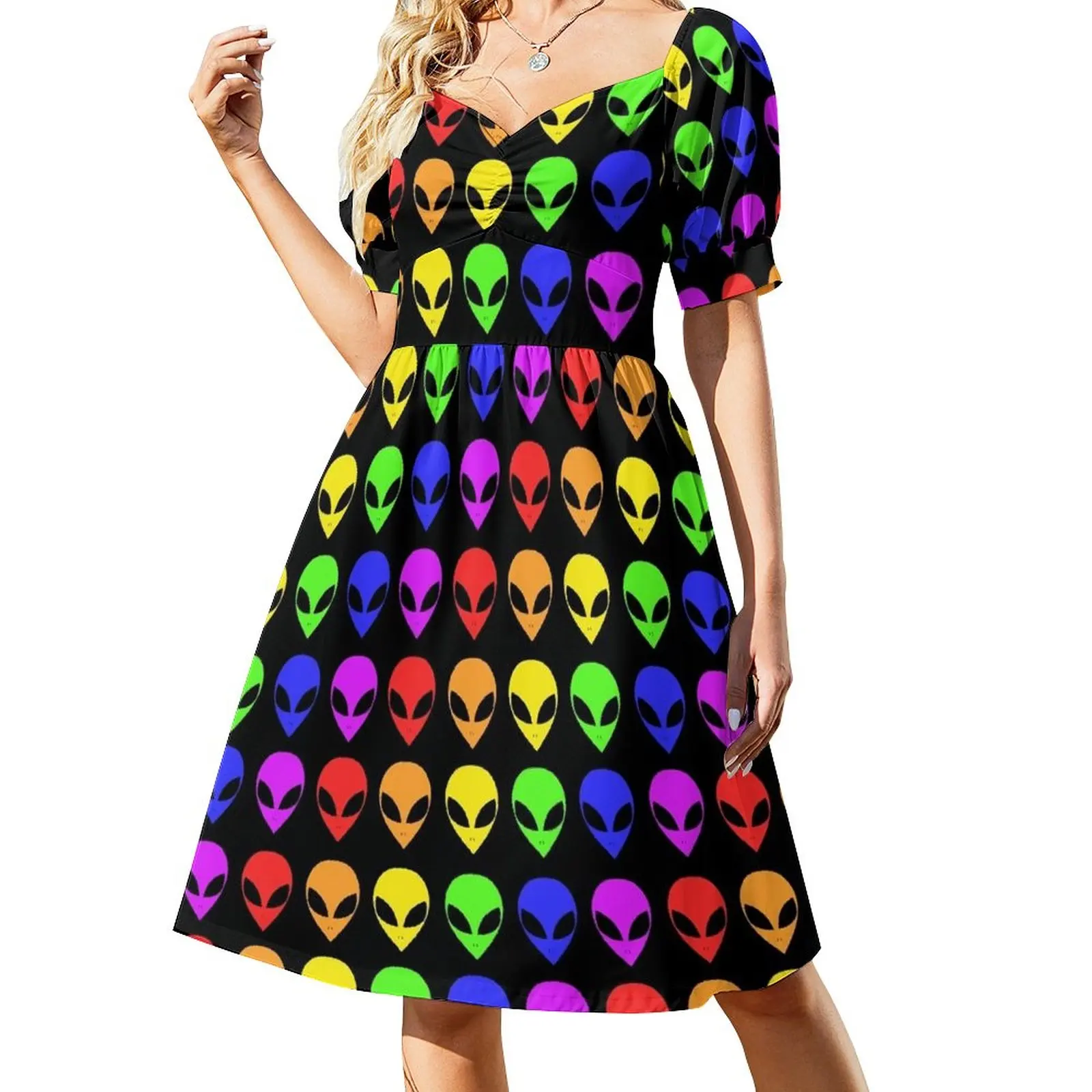 Rainbow Aliens Dress dress for women womens clothing evening dresses ladies Women's summer skirt