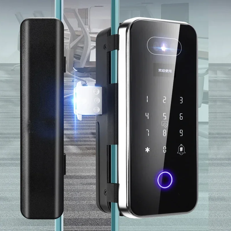 

0053D Face Recognition Door Lock Tuya APP Control Aluminum Sliding intelligent glass door lock