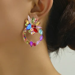 Colorful Shiny Glass Dangle Drop Earrings For Women Trendy Luxury Design Charm Fairy Wedding Party Pendant Jewelry Accessories