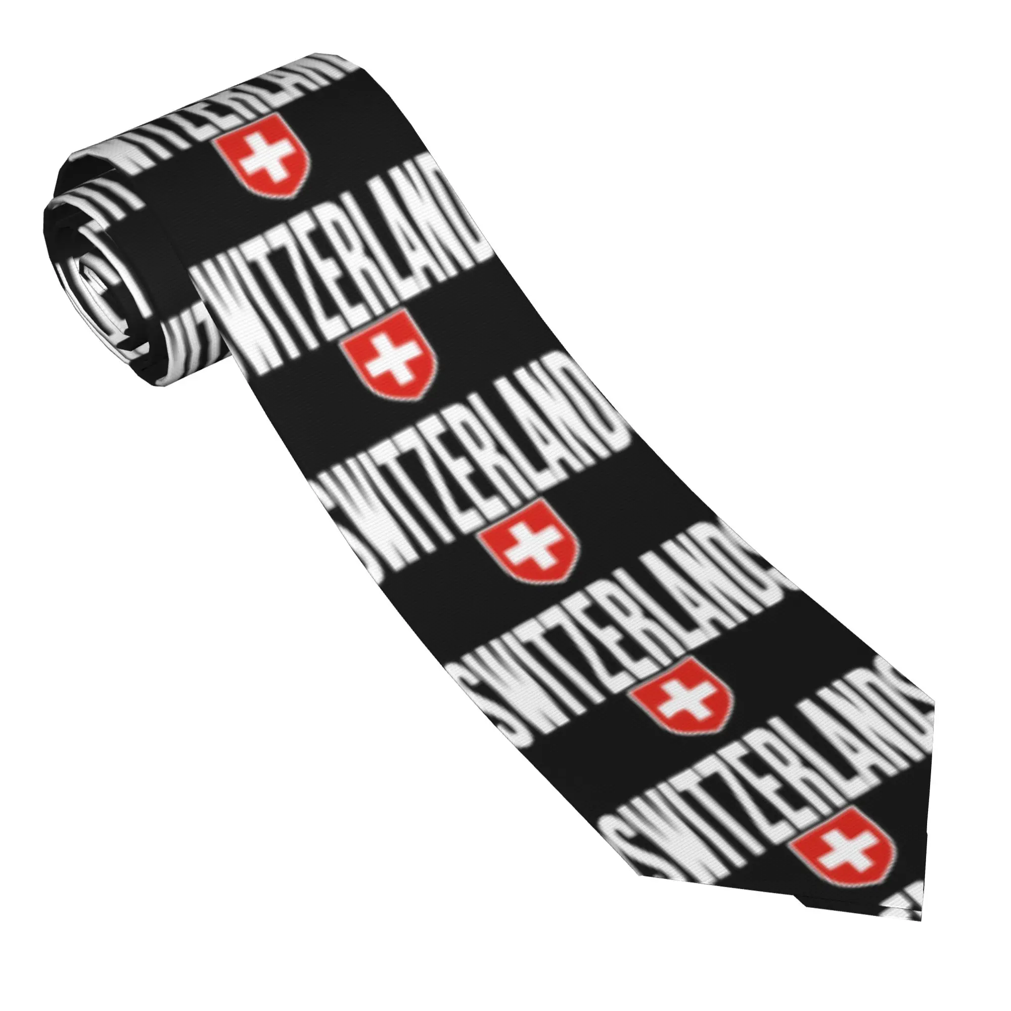 Swiss Flag Switzerland Souvenir Schweiz Tie Cool Neck Ties For Men Cosplay Party Great Quality Collar Tie Necktie Accessories