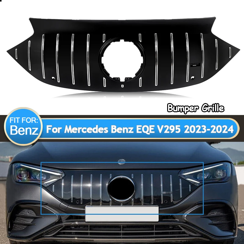 GT AMG Look Front Bumper Grille For Mercedes Benz EQE V295 2023+ Black & Chrome radiator grille