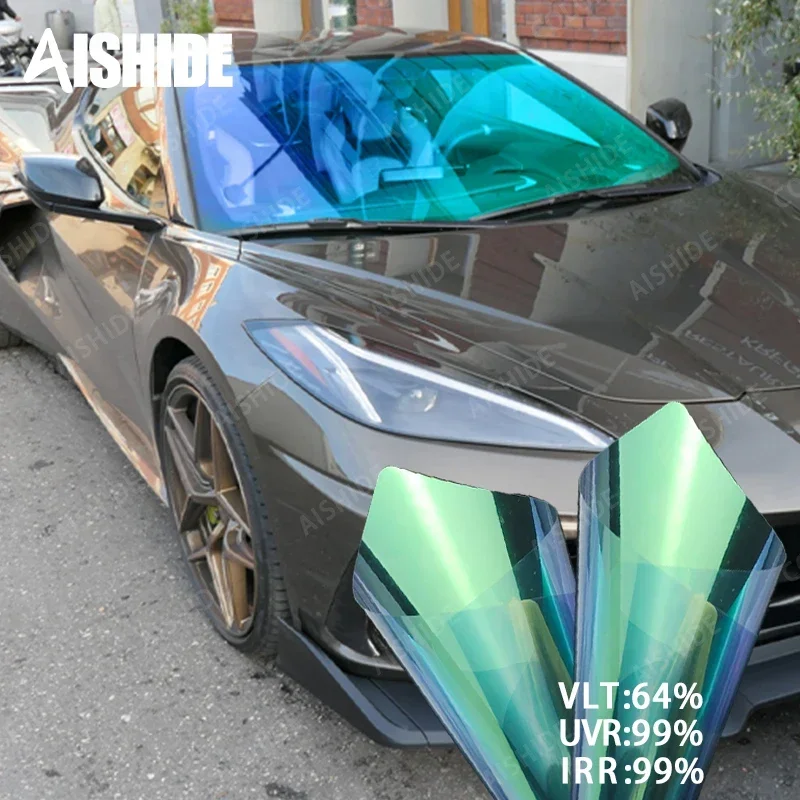 

2025 Aishide 64%VLT 2mil 7090 Green Car Window Film Headlight Tint Chameleon Changing Colors Window Glass Films for Vehicle