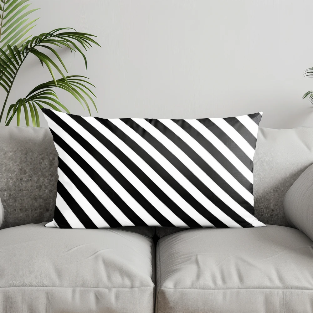 Home Decor Modern Black and White Stripe Pillow Suitable For Sofa Bedroom Car Pillow Cover Cushion Rectangular Back Cushion