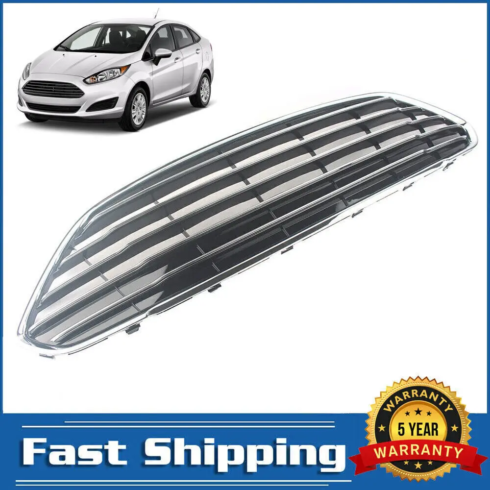 For Ford Fiesta MK7 Front Bumper Centre Grille Upper W/ Chrome Moulding 2013-2017