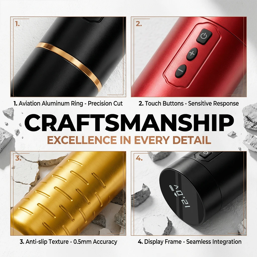 DM Wireless Tattoo Machine Professional V3 Powerful Coreless Motor Rotary Tattoo Pen 1800mAh Battery Digital LED Display