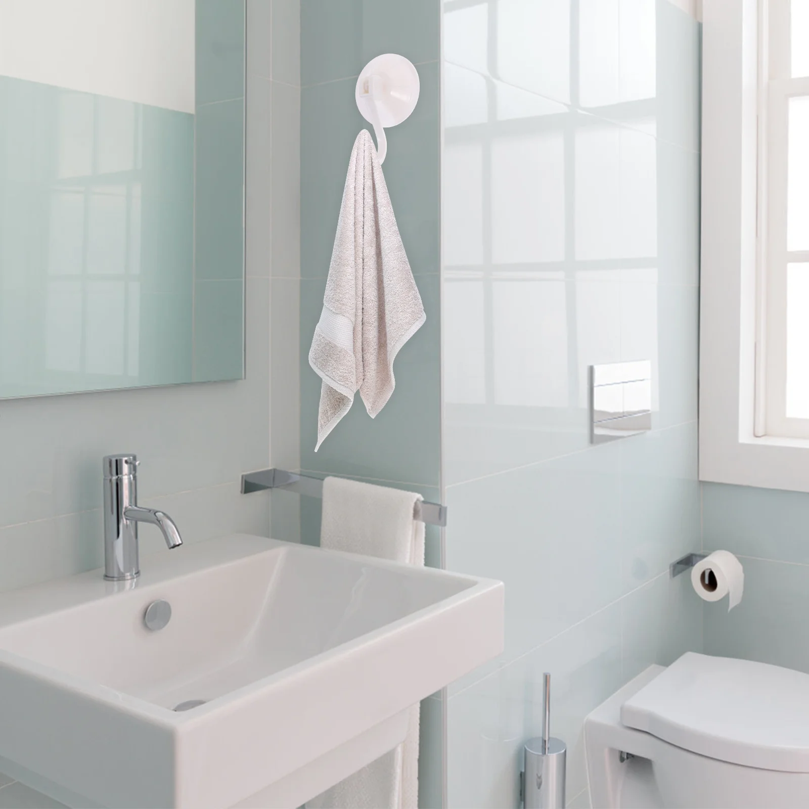 

1 Unit Multi Purpose Suction Cup Hook for Shiny Surfaces Easy Install Remove No Damage Hanger for Towels Purse Backpacks Coats