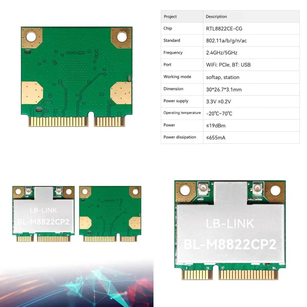

RTL8822CE WiFi Card Card модуль карты 867 Мбит / с 2,4G для ПК