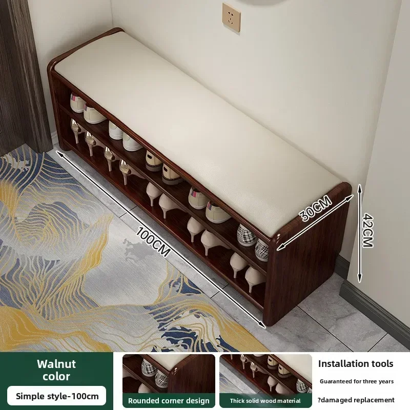 Shoe Change Stool At The Entrance Of The Home, Shoe Cabinet, Upholstered Seat Stool, Solid Wood Shoe Rack, Bench At Home