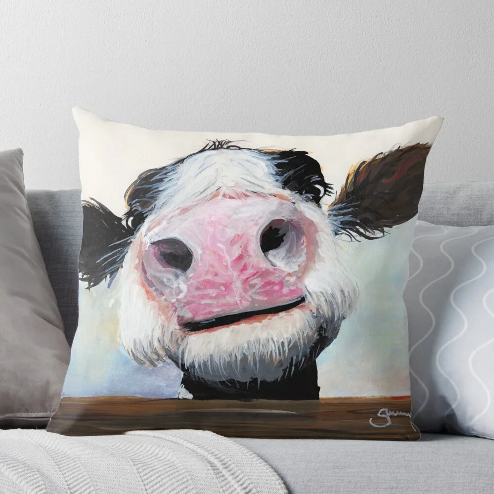 

NOSEY COW 'HEY! HOW'S IT GOIN'' BY SHIRLEY MACARTHUR Throw Pillow autumn decoration