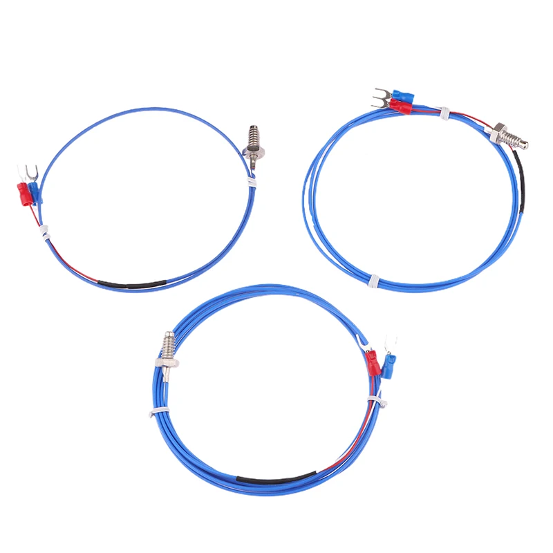 K/PT100 نوع M3 M4 برغي نحاسي حراري مع 0.5/1/2 متر عالي الدقة مقاوم للماء كابل PTFE مستشعر درجة حرارة الطابعة ثلاثية الأبعاد